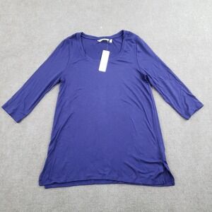 Soft Surroundings Tunic Shirt Womens XS Purple Scoop Neck 3/4 Sleeve Relaxed
